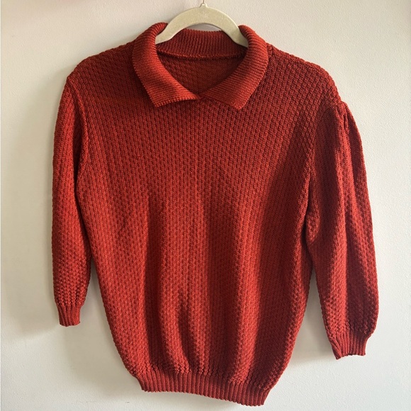 Sweaters - Vintage Rust Collared Sweater